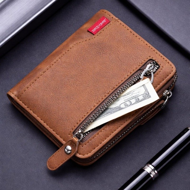 Leather Zip Wallet for Men | Compact Card & Cash Wallet - Image 4