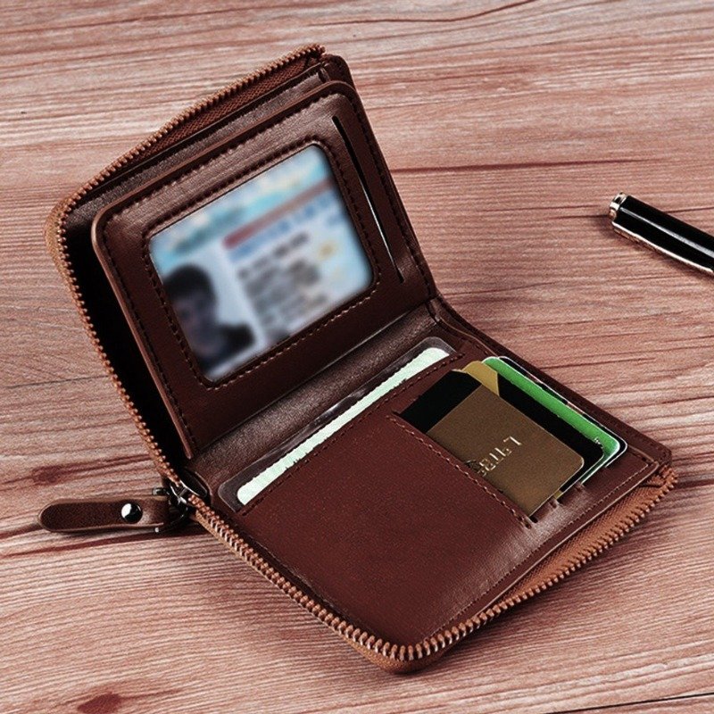 Leather Zip Wallet for Men | Compact Card & Cash Wallet - Image 3