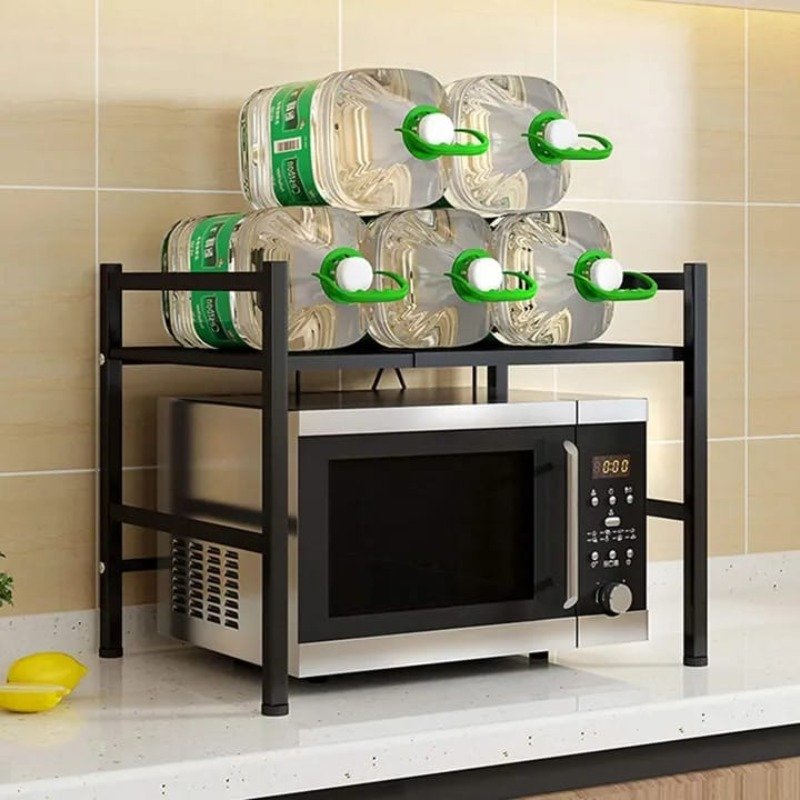 2-Tier Kitchen Countertop Organizer Rack with Utensil Hooks - Image 2