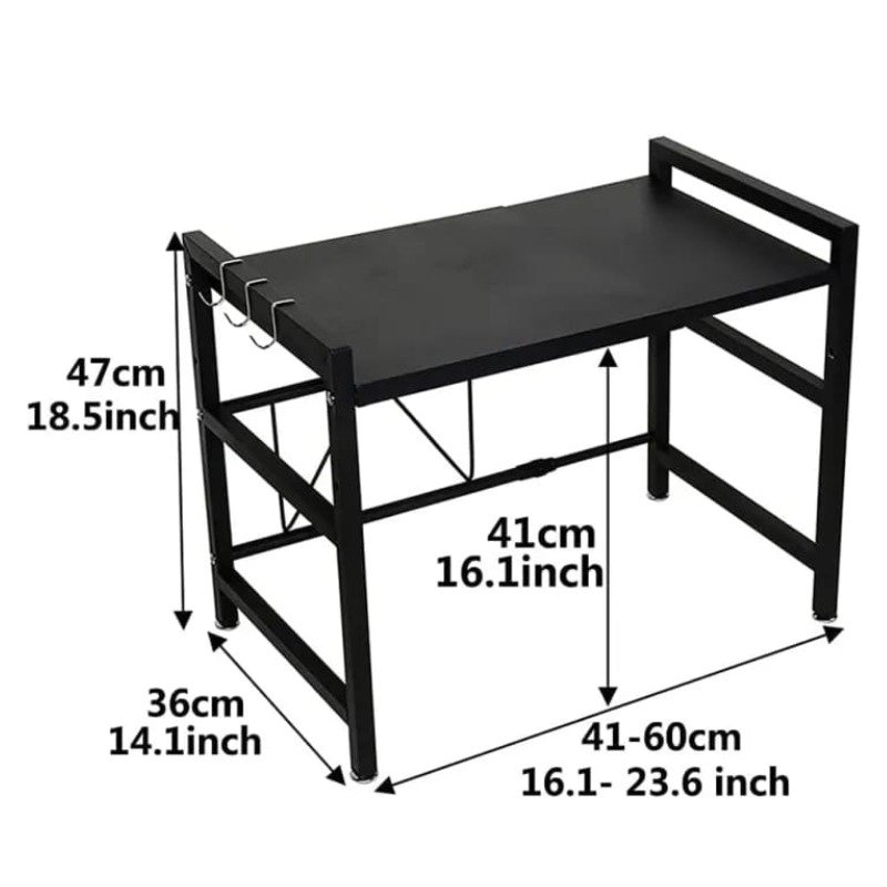 2-Tier Kitchen Countertop Organizer Rack with Utensil Hooks - Image 3
