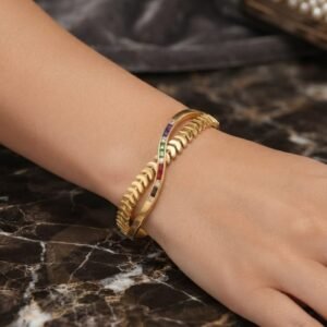Gold multicolor stone bracelet for women