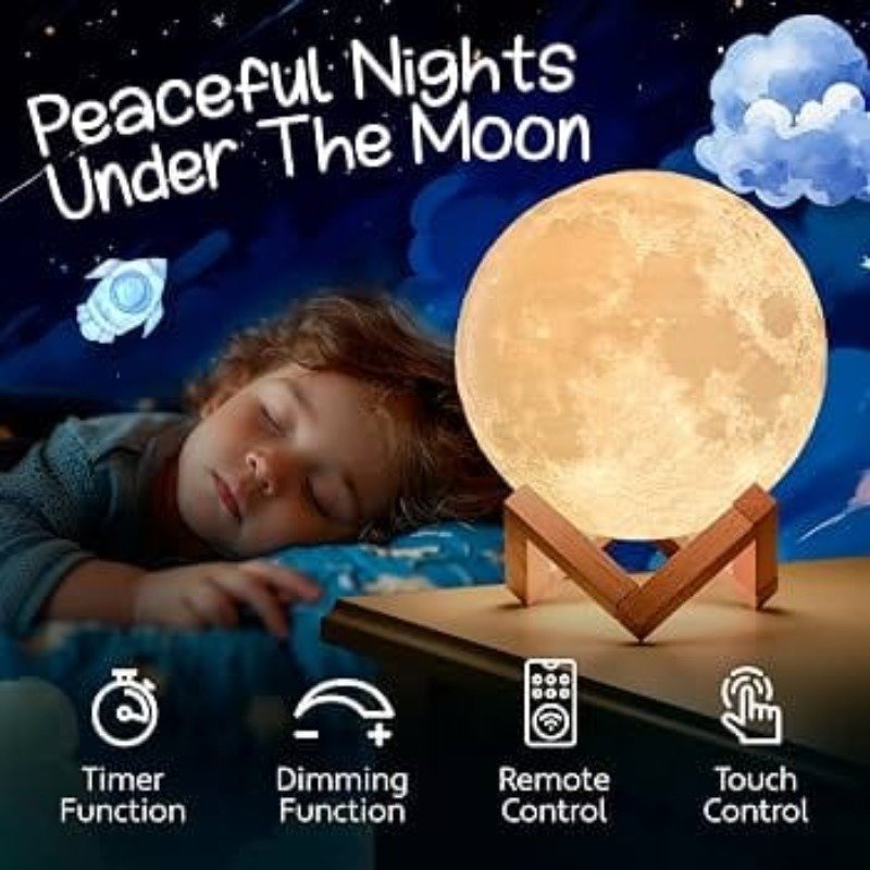 3D Moon Lamp with Remote Control – 16 Color LED Night Light - Image 2