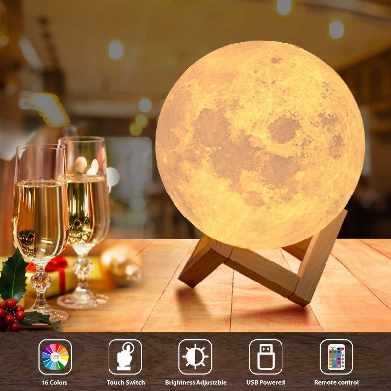 3D moon lamp with remote control and 16 colors