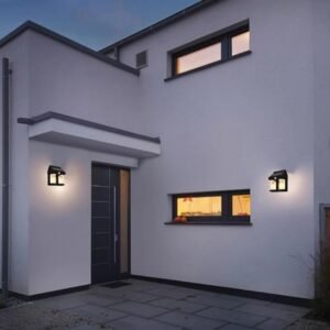 Solar wall light with LED panels for outdoor lighting