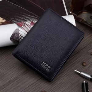 Black men's leather wallet with textured finish