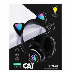 Wireless cat ear headphones with colorful LED lights