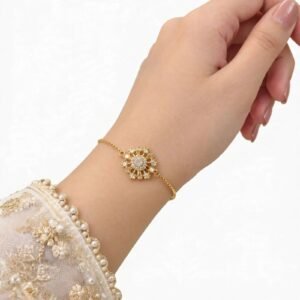 Elegant Gold Floral Crystal Bracelet for Women