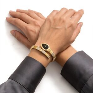 Luxury Gold Watch Dial Cuff Bracelet for Women