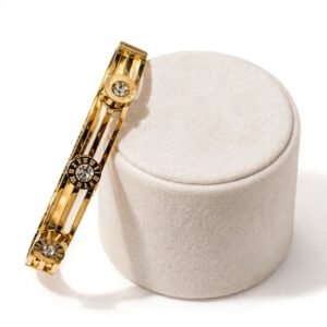 Luxury Gold Roman Numeral Crystal Bangle for Women