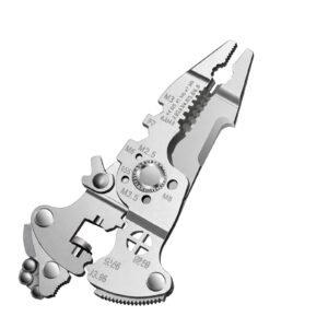 Multifunction wire stripper pliers for cutting stripping and crimping wires