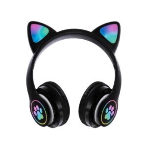 Wireless cat ear headphones with colorful LED lights
