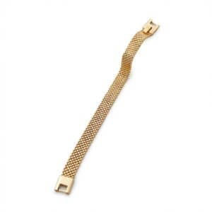 Gold mesh bracelet for women with woven design and clasp