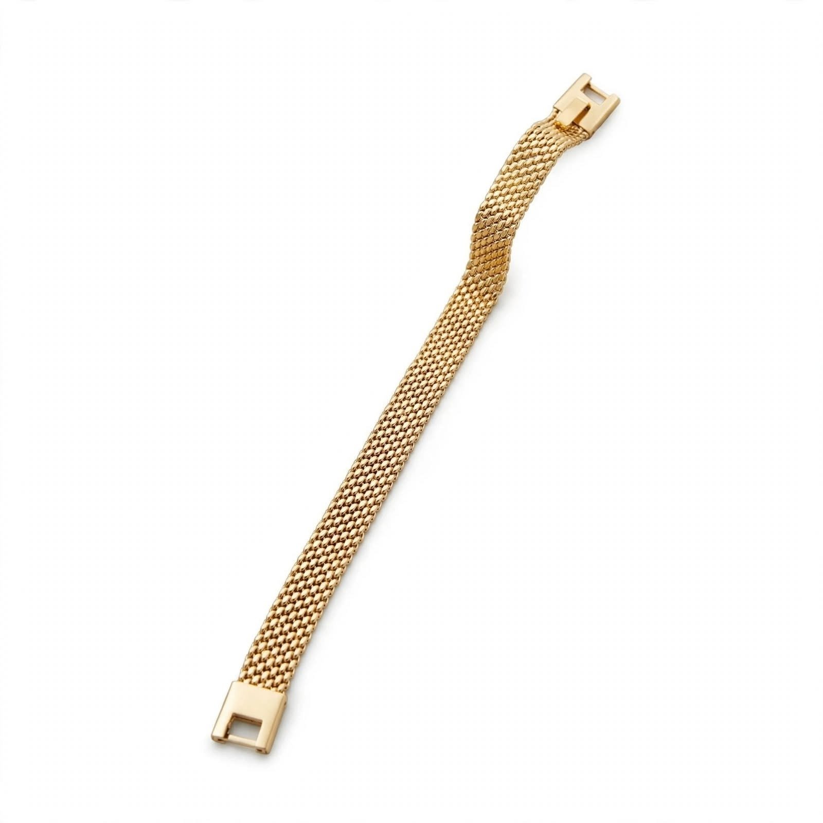 Gold mesh bracelet for women with woven design and clasp