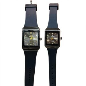 Matching couple watch set with stylish square dial and colorful straps