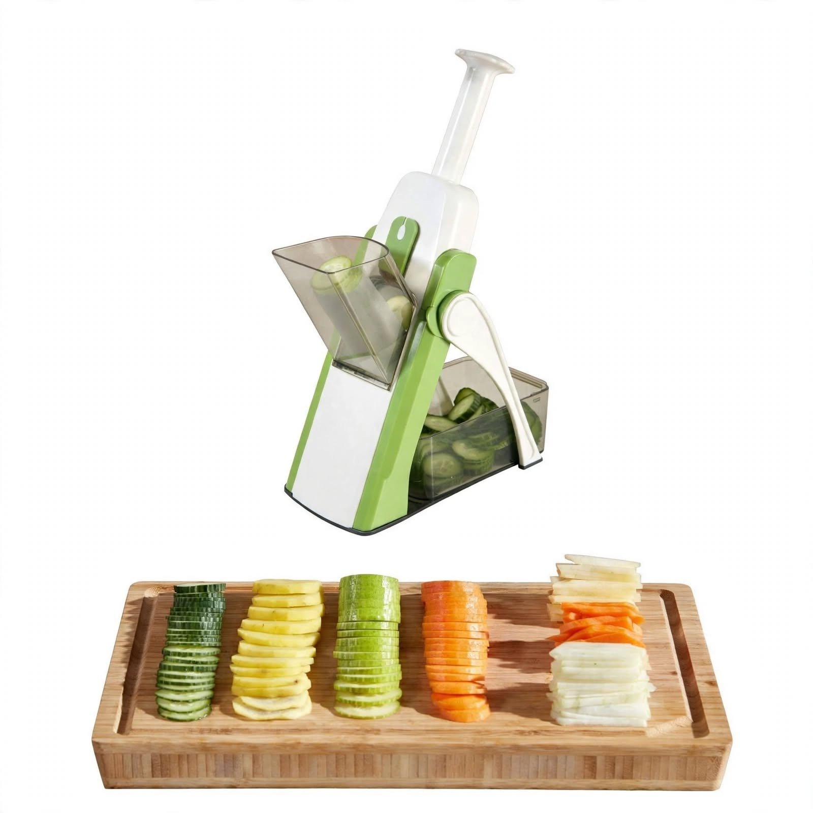 Multifunctional vegetable cutter slicer with manual chopping and slicing design