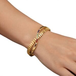 Gold multicolor stone bracelet for women