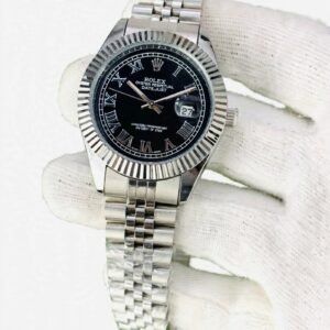 Luxury stainless steel wrist watch with black and white dial options