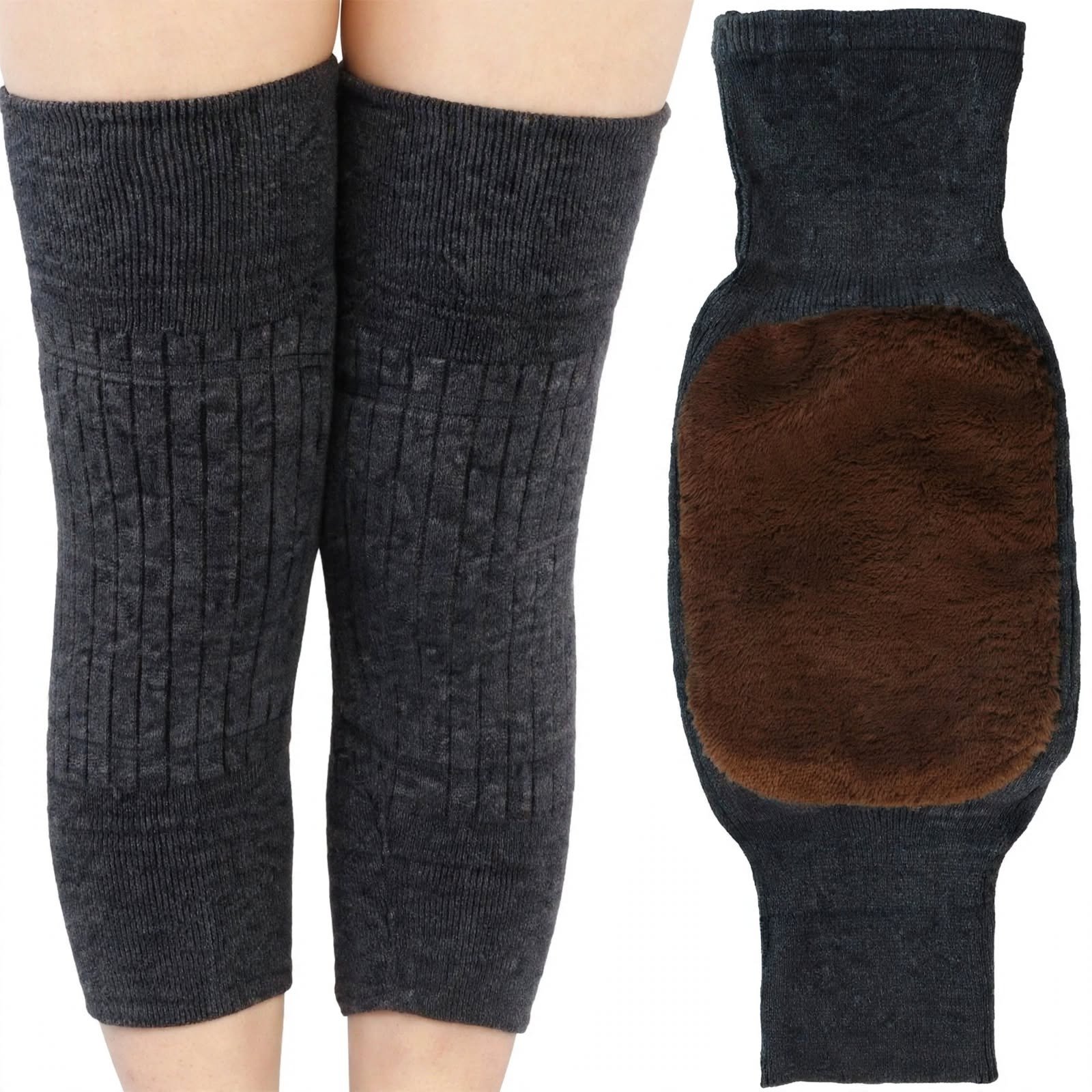 Warm thermal leg sleeves worn for winter protection and comfort