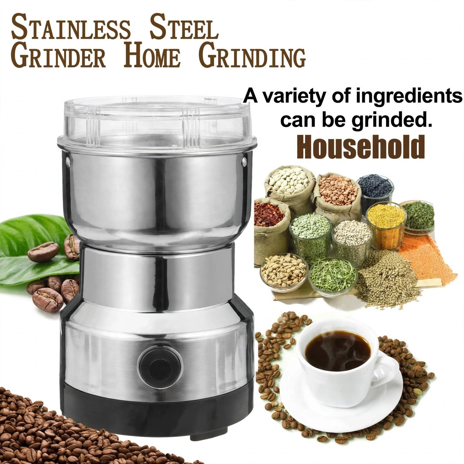 Stainless steel electric grinder machine for spices coffee and herbs