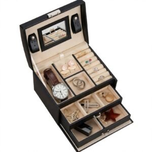 Luxury jewelry box organizer with compartments for watches rings and accessories