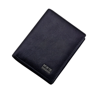 Black men's leather wallet with textured finish